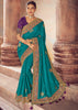 DIVINE BLUE WOVEN BANARASI SAREE WITH HAND EMBROIDARY (6198781640897)