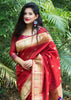 CHILI RED LINEN SILK SAREE (6953304719553)