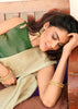 CARAMBOA GREEN WOVEN TISSUE SAREES WITH TWO BLOUSES (6656000360641)