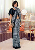 MOONLEES NIGHT BLACK AND WHITE PRINT SAGA SAREE (5975200792769)