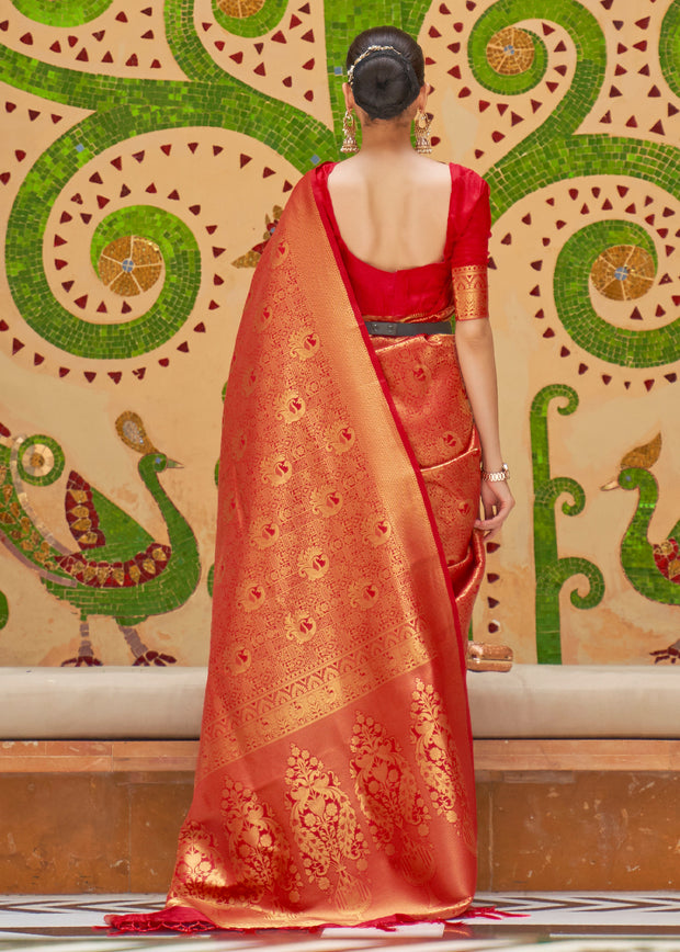 NAVRATRI EDIT: SAPTAMI RED KANJIVARAM SILK SAREE (6971280490689)