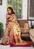 Phalgun : Rangkaat Khaddi Georgette Handloom Banarasi Saree in subtle shades of Yellow and Pink (7490833285313)