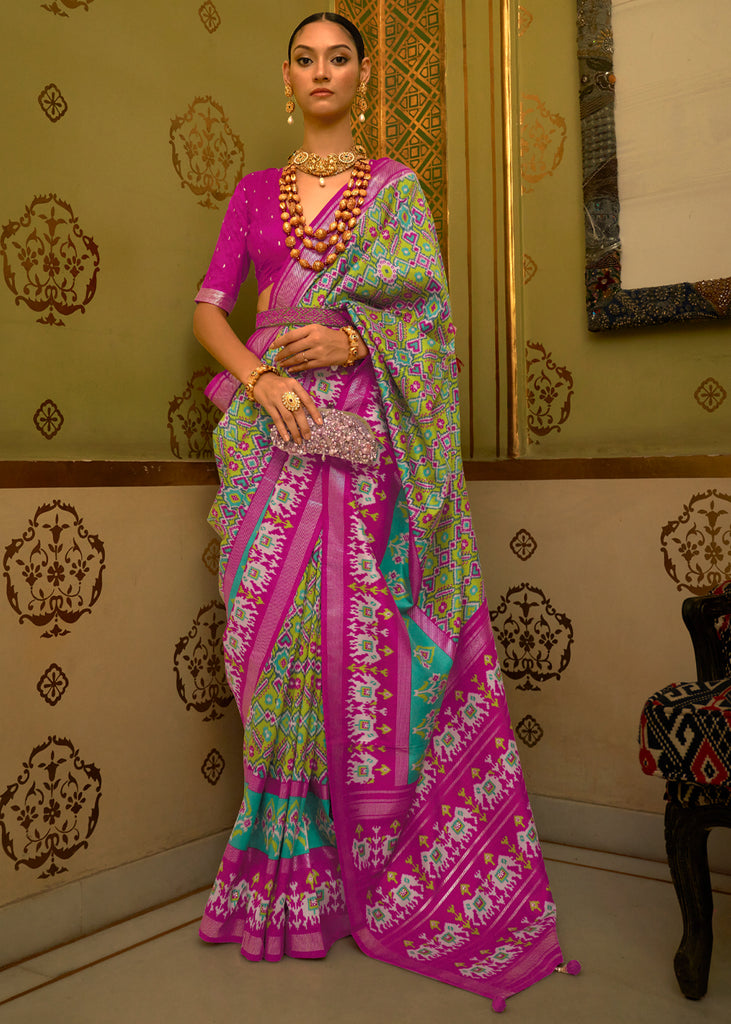Energetic Green-Pink Colored Soft Silk Saree With Blouse-5506 – ELEZIO