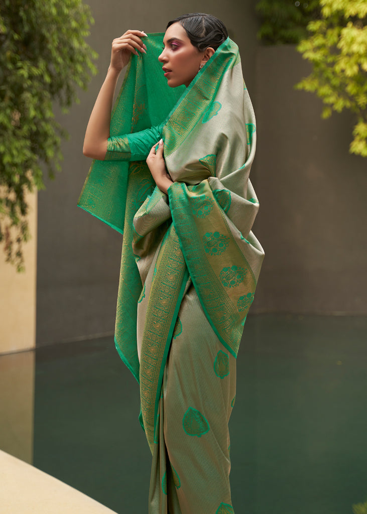 Kanjivaram Pure Zari Korvai Silk Saree 10031918 – Avishya.com