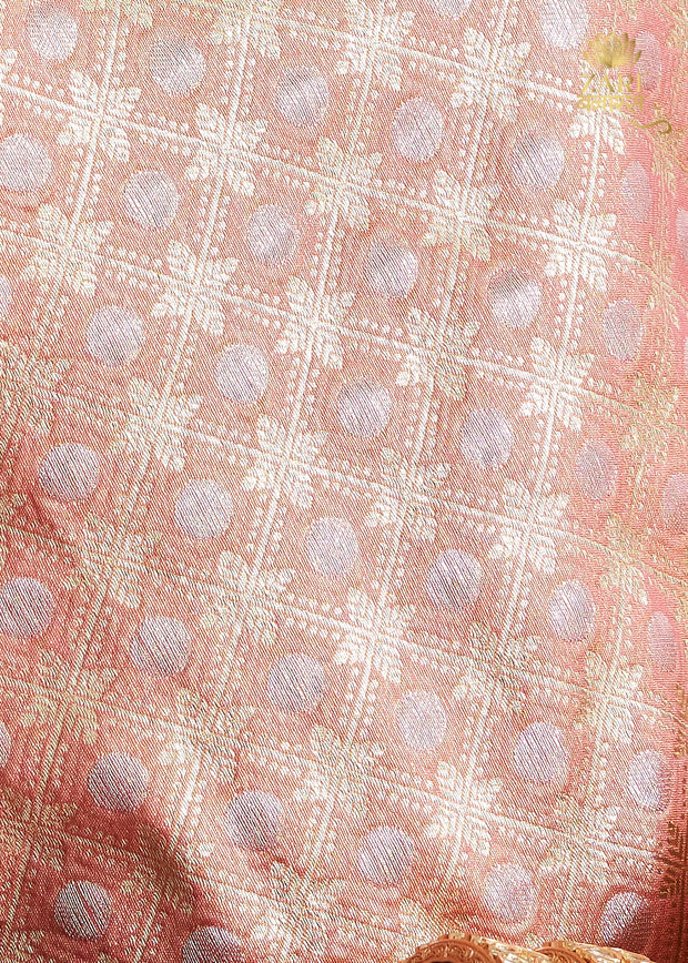 Nakshatra: Banaras Tissue Silk Saree in the Shades of Peach (6891548573889)