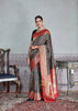 Floralia: Banarasi Silk Meenakari Saree in the Shades of Black with Floral Motifs (6894166966465)