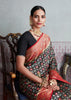 Floralia: Banarasi Silk Meenakari Saree in the Shades of Black with Floral Motifs (6894166966465)