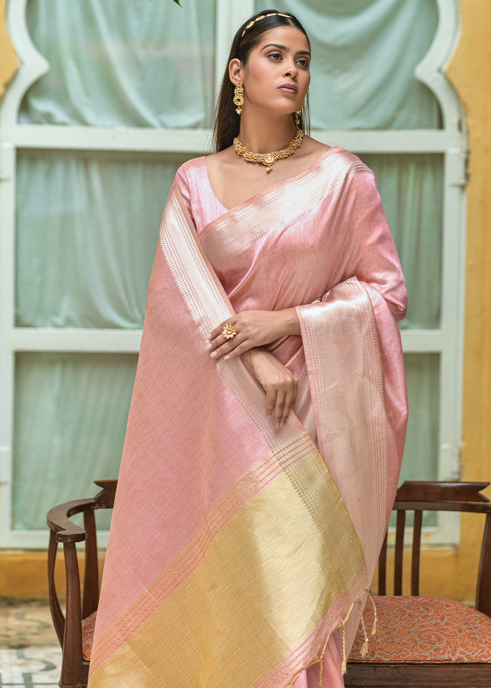 Buy Baby Pink Art Silk Designer Saree Online - SREV2497 | Appelle Fashion