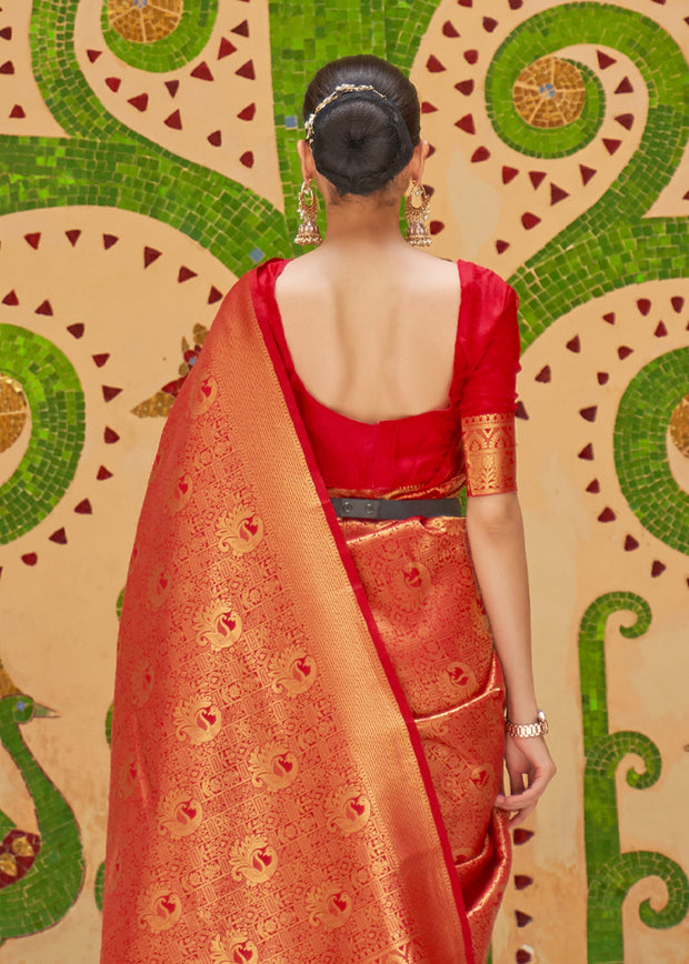 NAVRATRI EDIT: SAPTAMI RED KANJIVARAM SILK SAREE (6971280490689)