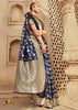PERSIAN BLUE BANARASI SILK SAREE (6885591580865)