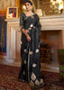 BLACK DESIRE WOVEN SPADE SATIN SILK SAREE WITH BROCADE BLOUSE (5882297221271)