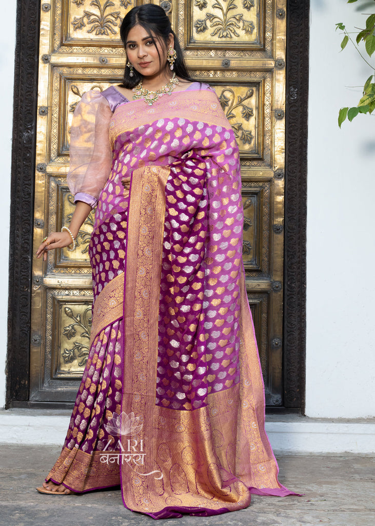 Stunning Purple Color Banarasi Silk Saree: Your Ultimate Wedding Style  Guide! - Sanskriti Cuttack