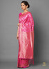 FESTIVE PINK AND GOLD WOVEN SILK SAREE (6557269262529)