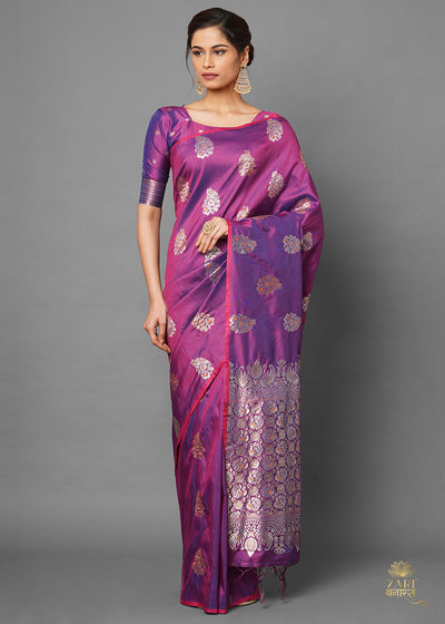 Beautiful Purple wine Woven Banarasi Saree (6557297836225)
