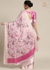 Light Pink Satin Crepe Digital Print Saree (6554935656641)