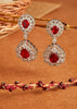 RED STONE STUDDED PEARL EARINGS (6964420935873)