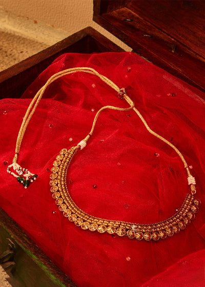ENAMEL NECKLACE WITH GOLDEN ABSTRACT DESIGN (6964516487361)